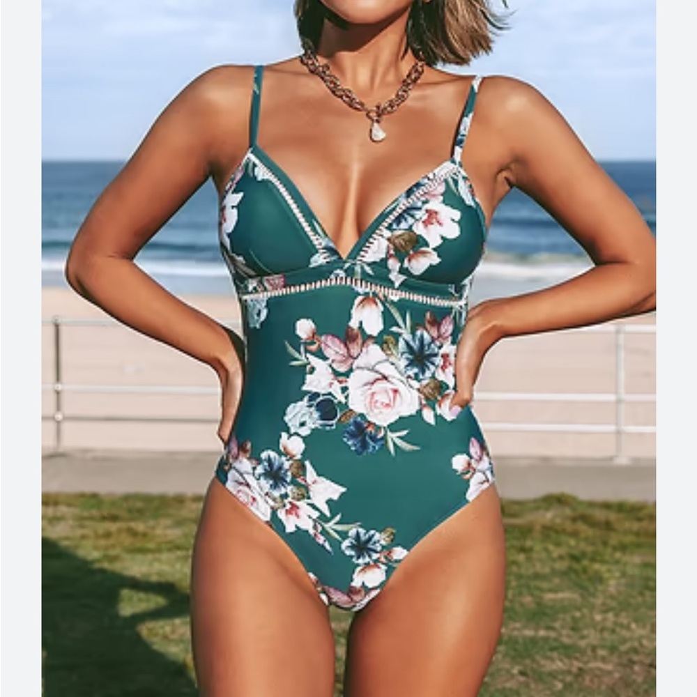 Floral Green One-Piece Swimsuit
